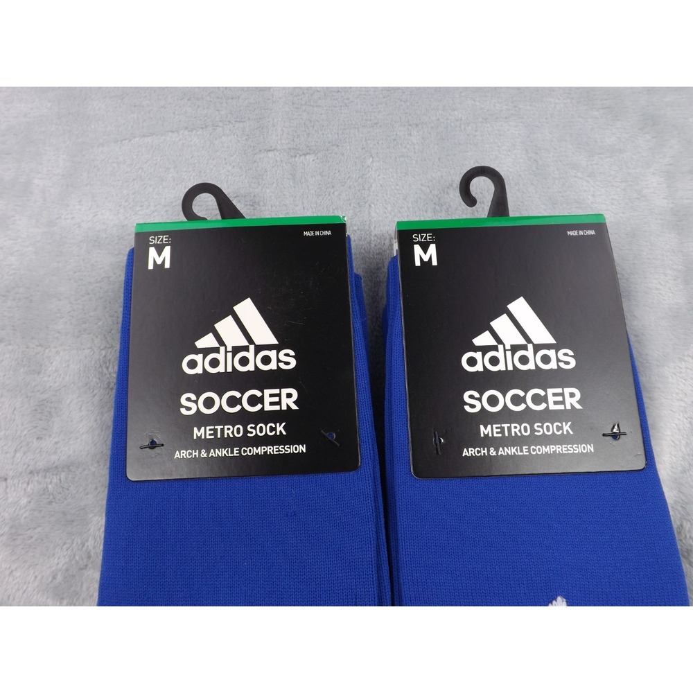 Adidas Soccer Metro Socks NWT Unisex Size M Bold Blue/White Over The‎ Calf - Picture 3 of 6